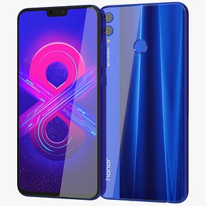 3D realistic honor 8x blue