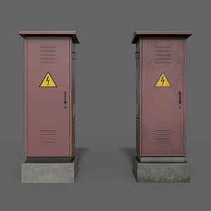 PBR Electric Box Red V2 3D model