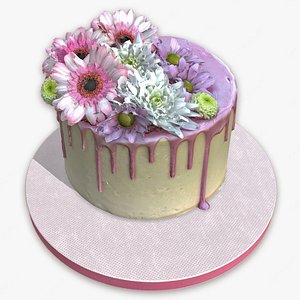 Spring Flowers Drip Cake model
