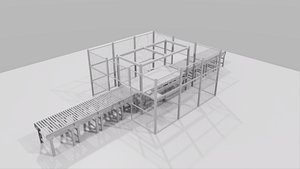Modular Automated Factory  Production Line Scene  PBR Industrial Kit Game  Visualization Ready 3D model