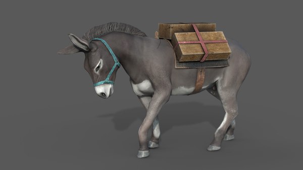 Renderização digital 3d de um burro engraçado com um lenço isolado no  modelo psd de fundo branco