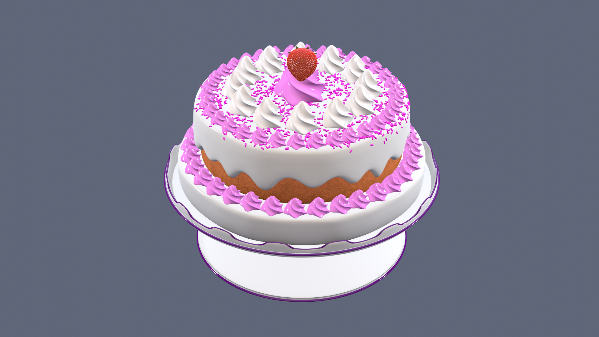 Strawberry Cream Cake 3D - TurboSquid 2068764