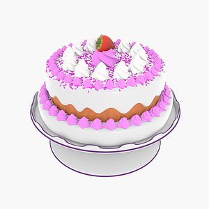 Strawberry Cream Cake 3D