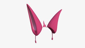 Furry Ears Tiara E02 Pink - Headband Character Design 3D model
