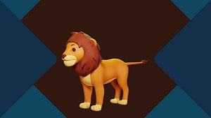 Lion 3D Cartoon Rigged Model - Blender