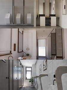 3D Public Bathroom Interior Scene -B2 model