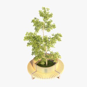 Outdoor Round Tree Seating and Planter 3D model