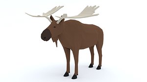 Low Poly Caretoon Moose 3D model