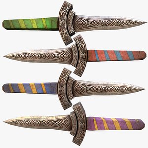 Medieval Wooden Dagger Knife Sword Weapon Set model