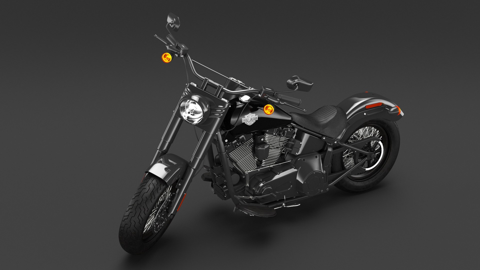 Cruiser Motorcycle Harley Davidson Softail Slim Rigged 3D Model ...