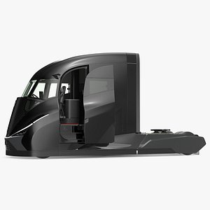 3D Futuristic Modern Truck Black without Trailer Rigged model