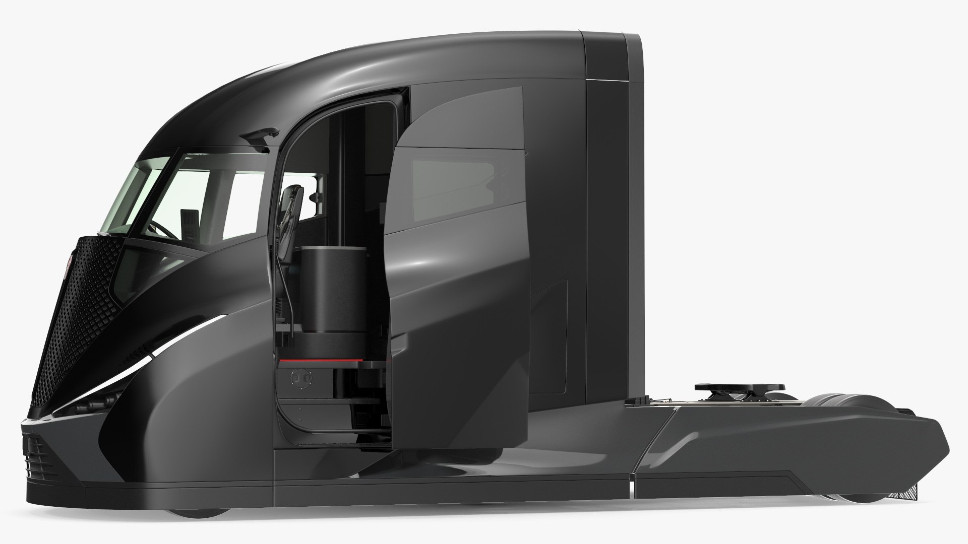 Futuristic Modern Truck Black without Trailer Rigged 3D model preview