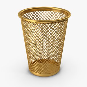 Waste Basket Gold 3D model