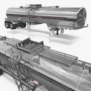 2026 Tremcar 7000 Liquid Tank Trailer Silver Rigged for Cinema 4D 3D model