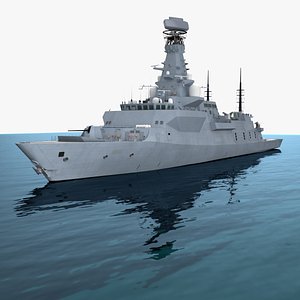 Royal Navy Frigate Type 26 Afloat with AW101 Merlin Grey