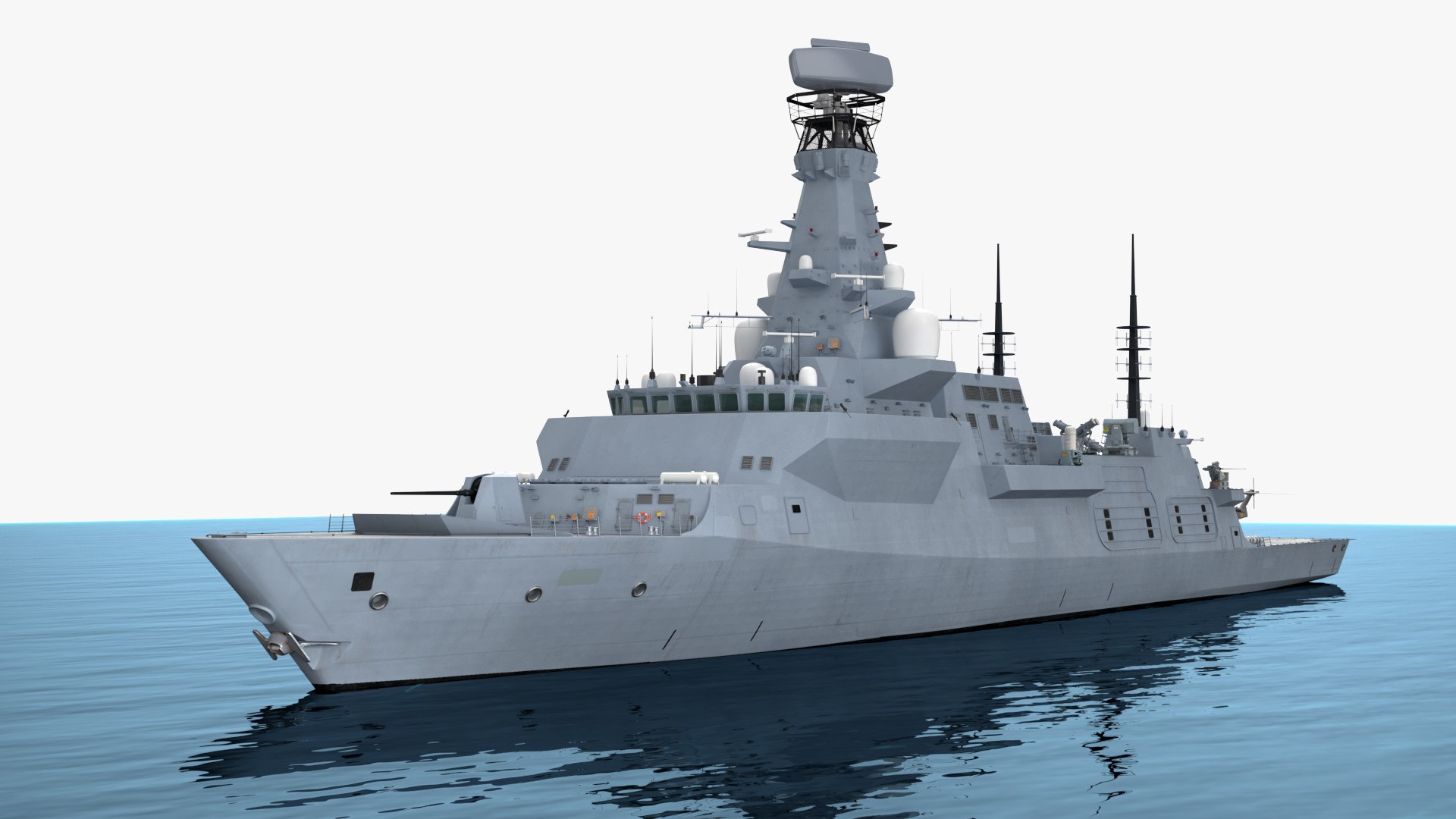Royal Navy Frigate Type 26 Afloat with AW101 Merlin Grey