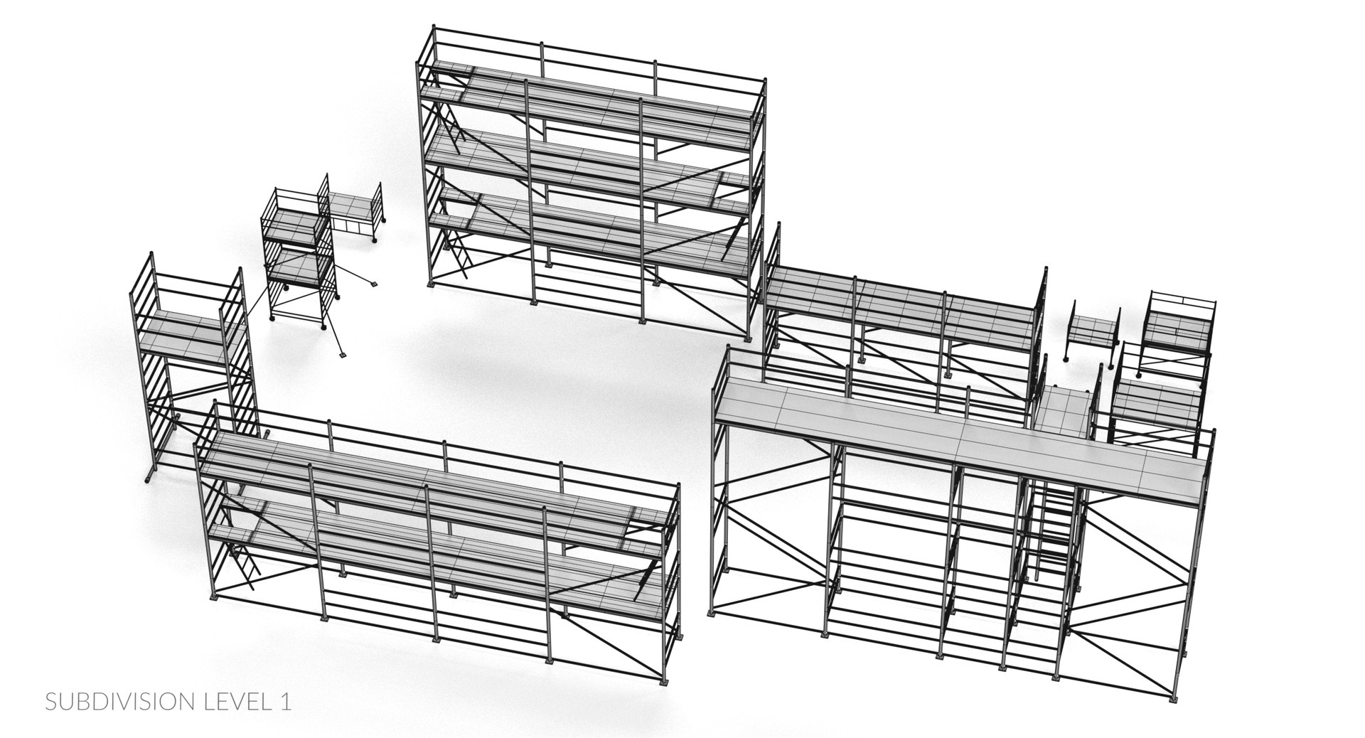 3D scaffoldings set pbr model - TurboSquid 1402247