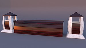 park bench rubbish bin 3D model