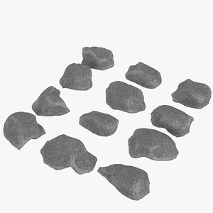 Limestone rocks pebbles set 3D