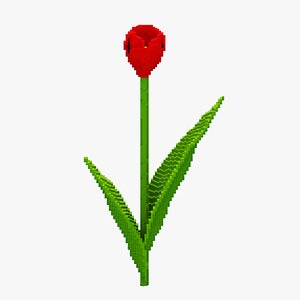 Red Tulip Voxel 3D model