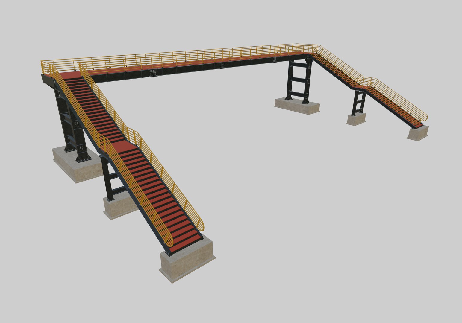 3D Steel Pedestrian Bridge - Two Columns-Pipe Rail-Straight Type-5 ...