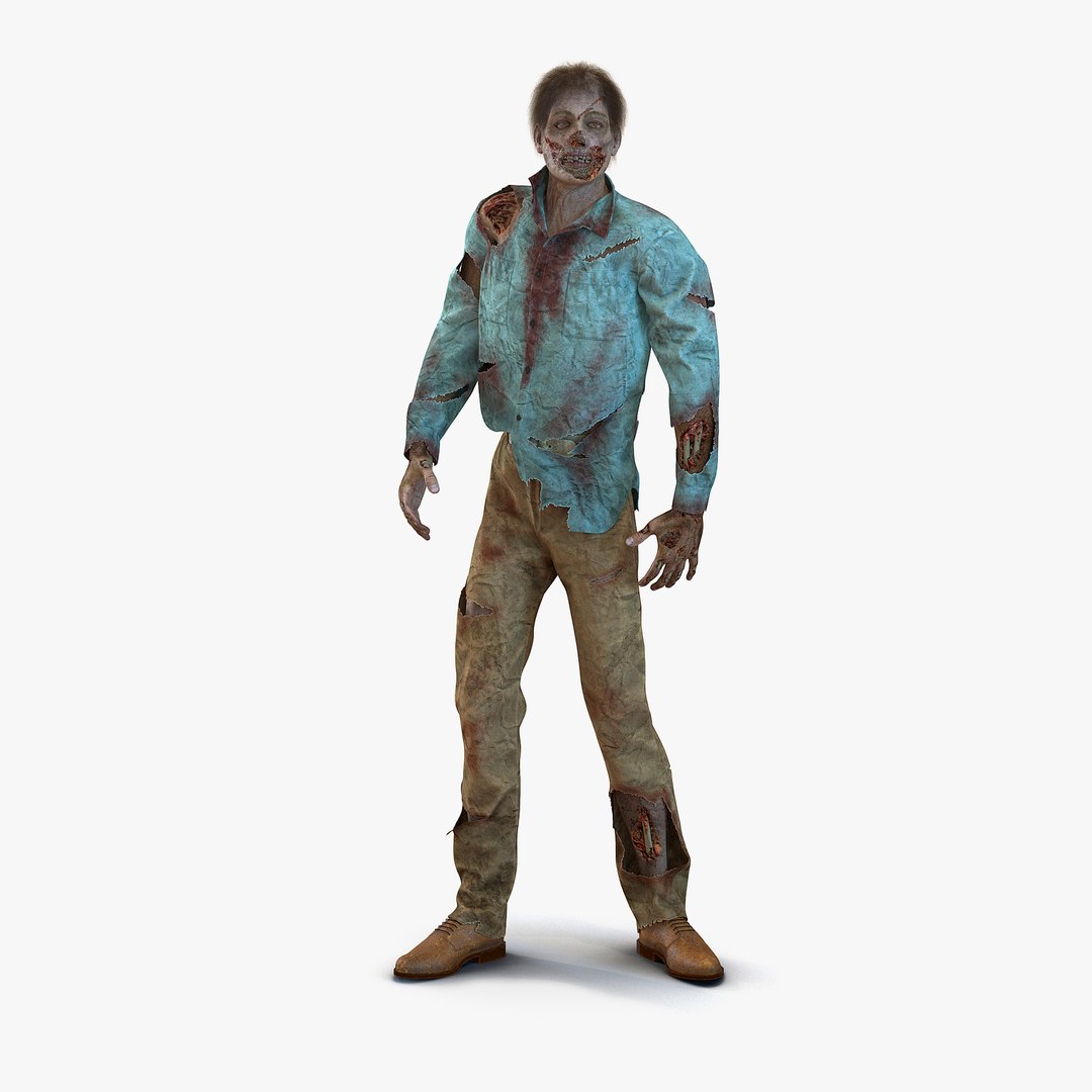 Zombie Rigged 3D Model with Hair 3D model preview