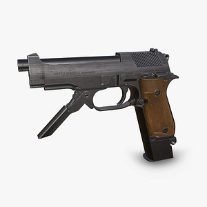 3D Beretta 93R Machine Pistol Low-poly PBR model