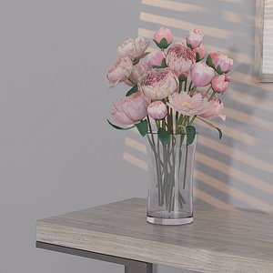 3D Peonys in Vase