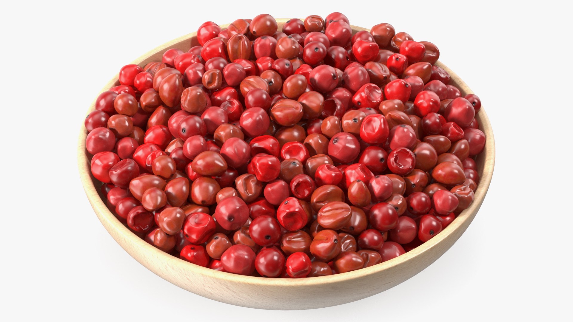 Red Dried Peppercorn in Wooden Bowl 3D model preview