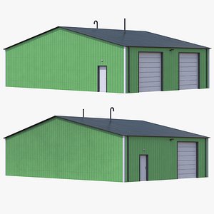 3D model Industrial Building 11 Green