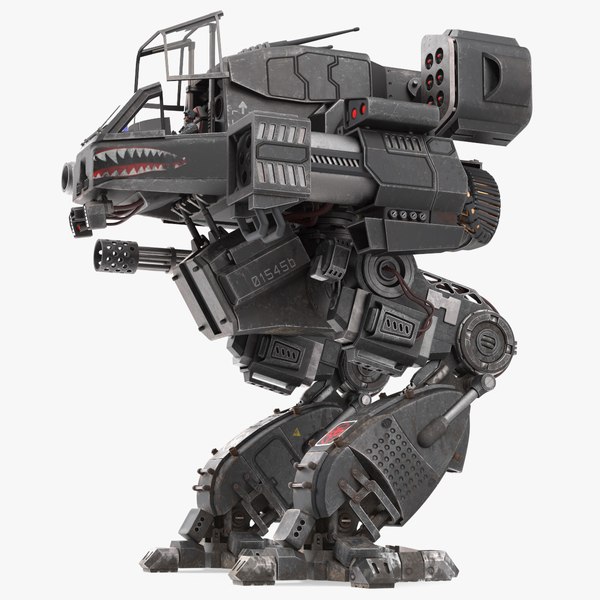 3D Old Military Fantastic Black Robot with Pilot Rigged