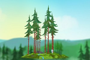 3D cartoon spruce