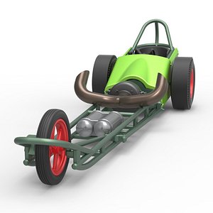 3D Diecast three wheeled dragster with Rocket Turbine Scale 1 to 25 model