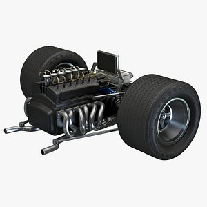 Racing Car Back Suspension and Engine