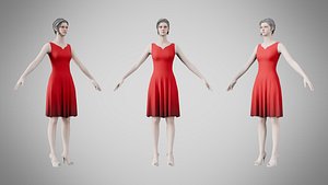 Dress 36 Alabama Crimson 3D
