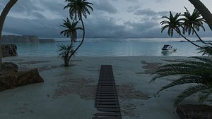 3D Realistic Beach Scene - 3D Artwork 3D model