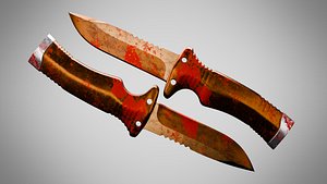 Knife 7 Brown Bramble FT With Blood 3D model