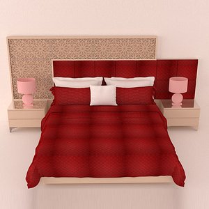contemporary bedroom scene 3D model