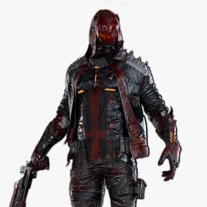 3D Masked biker gang soldier model