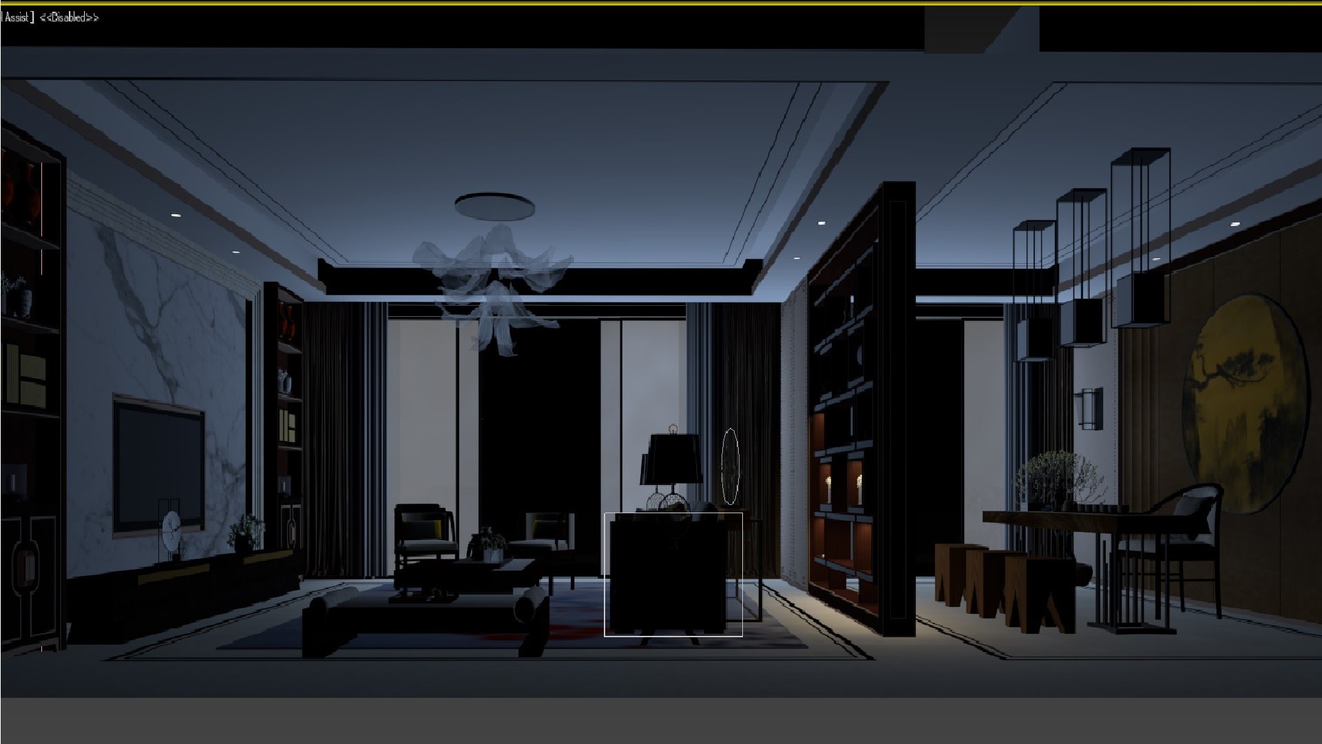 70- New Chinese Style Living Room - Dining Room 3D - TurboSquid 2026695