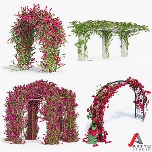 Set climbing roses bougainvillea Of 4 Pergolas With Flowers Ivy
