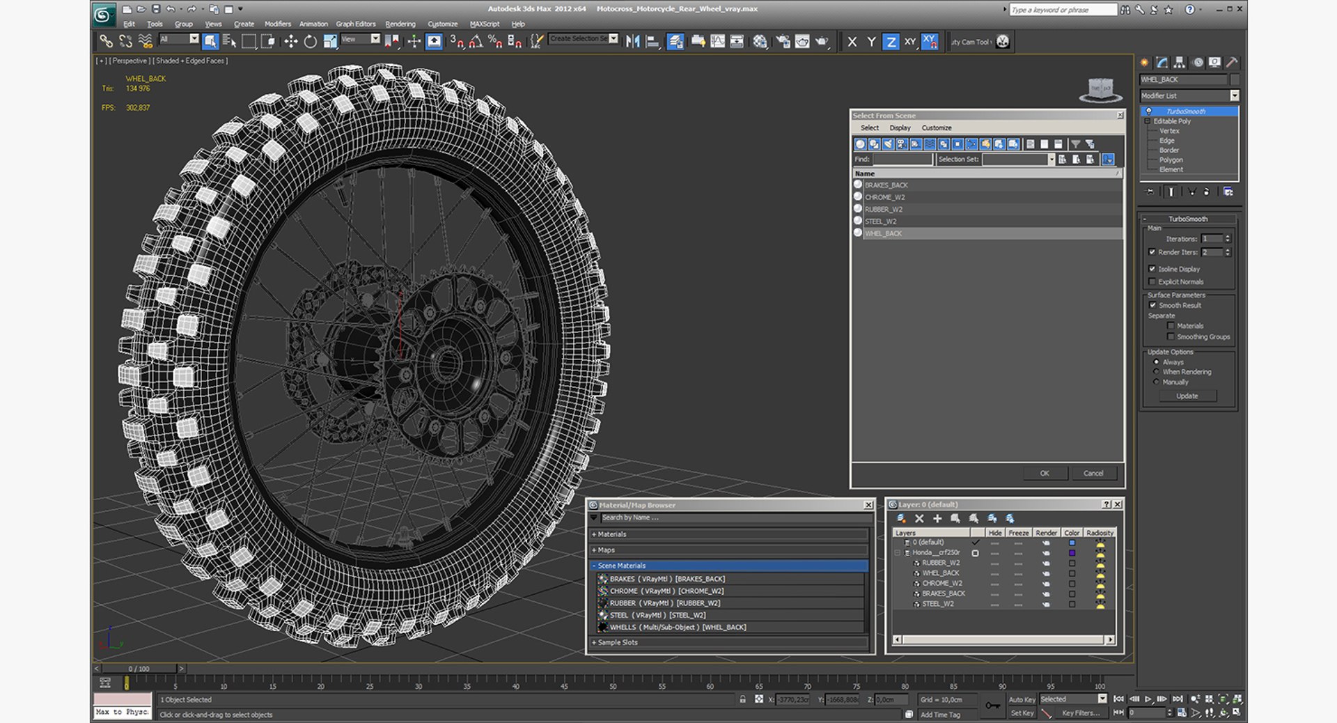 3D Model Motocross Motorcycle Rear Wheel - TurboSquid 1230184