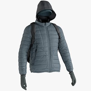 Men's Down Jacket with Jacket, Gloves, Hat and Backpack