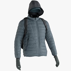 Men's Down Jacket with Jacket, Gloves, Hat and Backpack