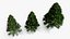 LowPoly Spruce Trees Set Dark Green