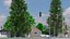 LowPoly Spruce Trees Set Dark Green
