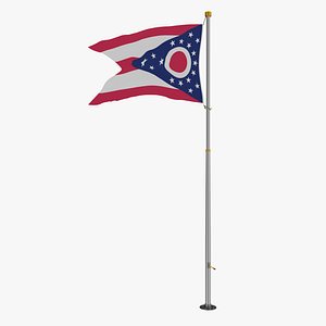 Pole Flag Ohio 3D model