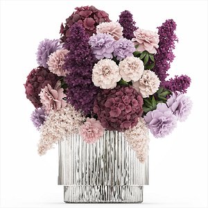 Bouquet Of Flowers Peony hydrangea lilac 506 3D model