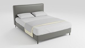 3D model Bed with leather frame
