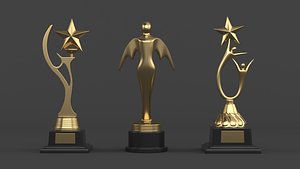 Gold Trophy Cups 3D model